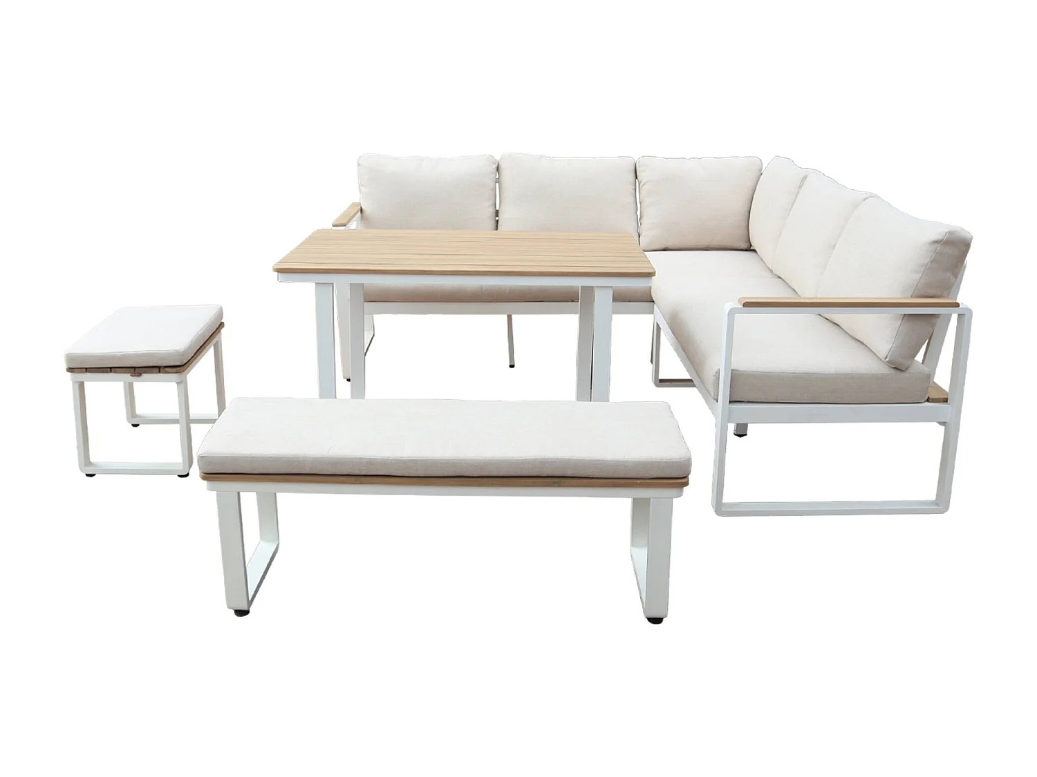 Set di mobili da giardino a 8 posti in legno di acacia e alluminio,