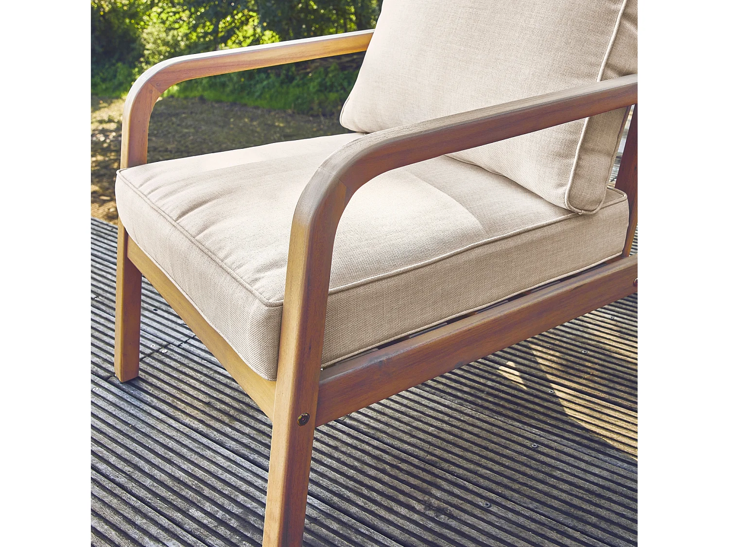 Set di mobili da giardino a 7 posti in legno di acacia, beige