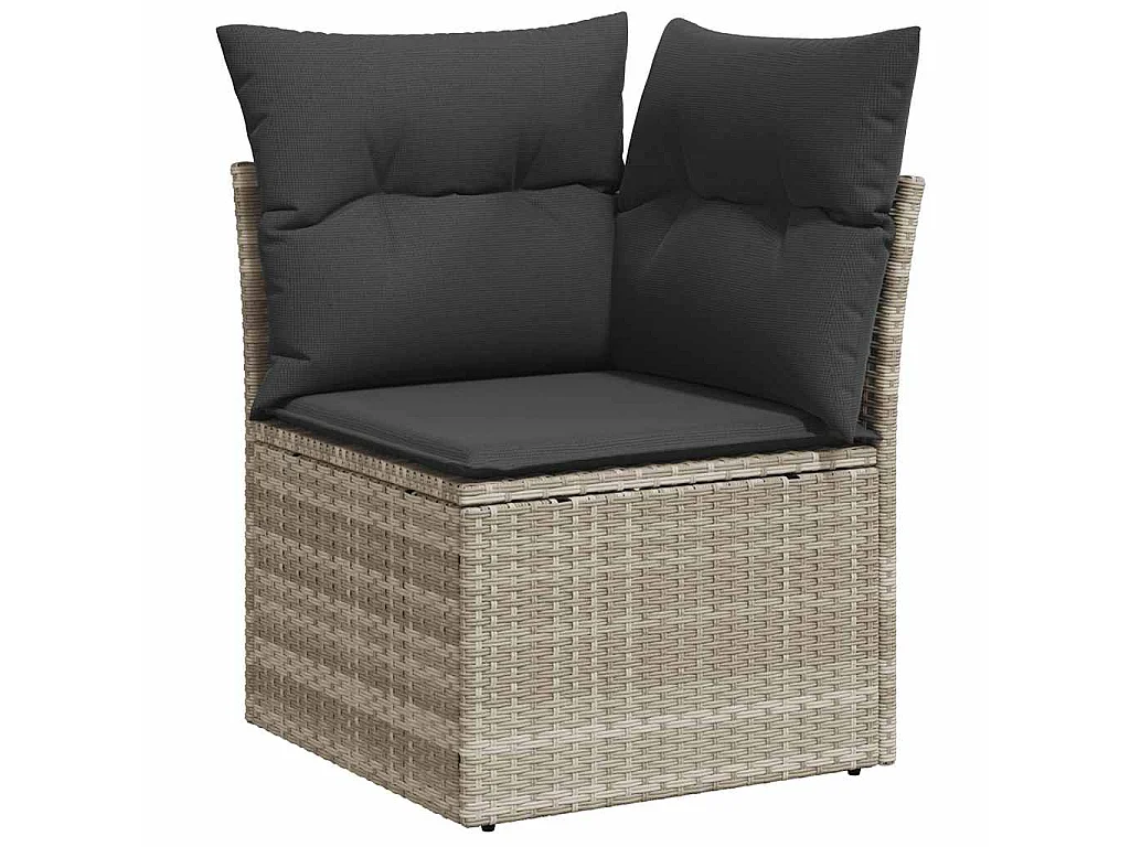 Set de sofás jardín y cojines 5 pzas ratán sintético gris claro