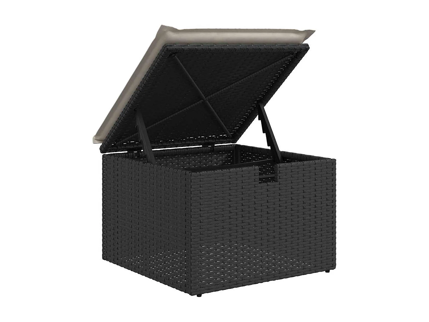 7 pcs conjunto de sofás p/ jardim c/ almofadões vime PE preto