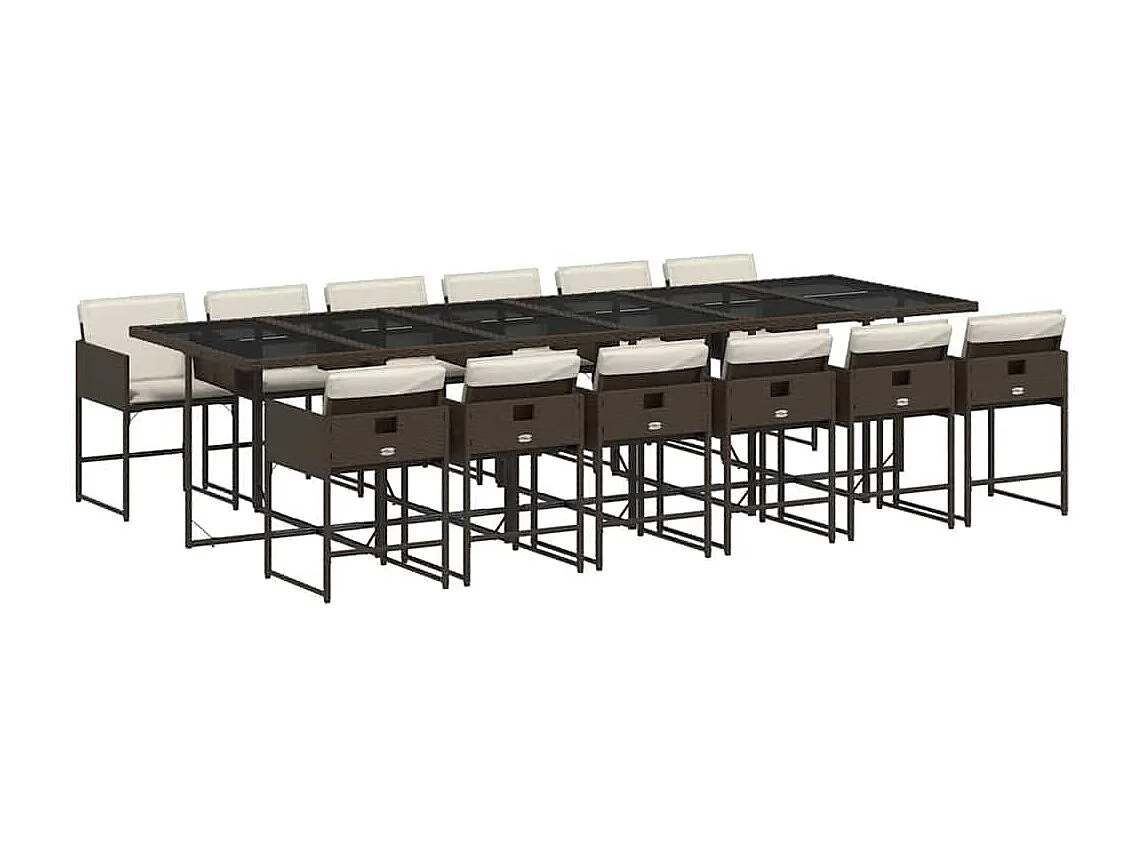 13-delige Tuinset met kussens poly rattan bruin