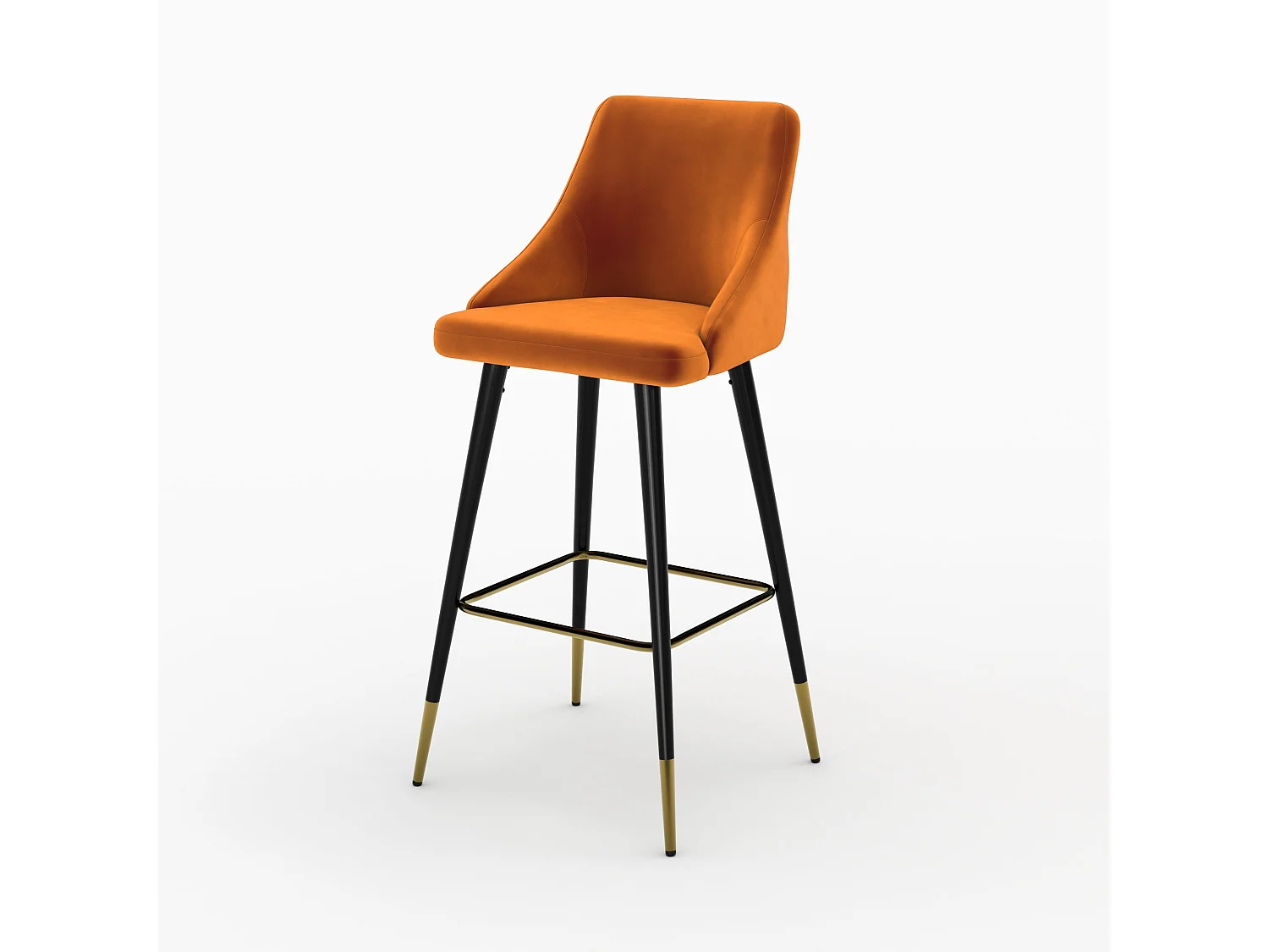 Pack 4 chaises de bar en velours orange et jaune 77,5 cm - Aristote
