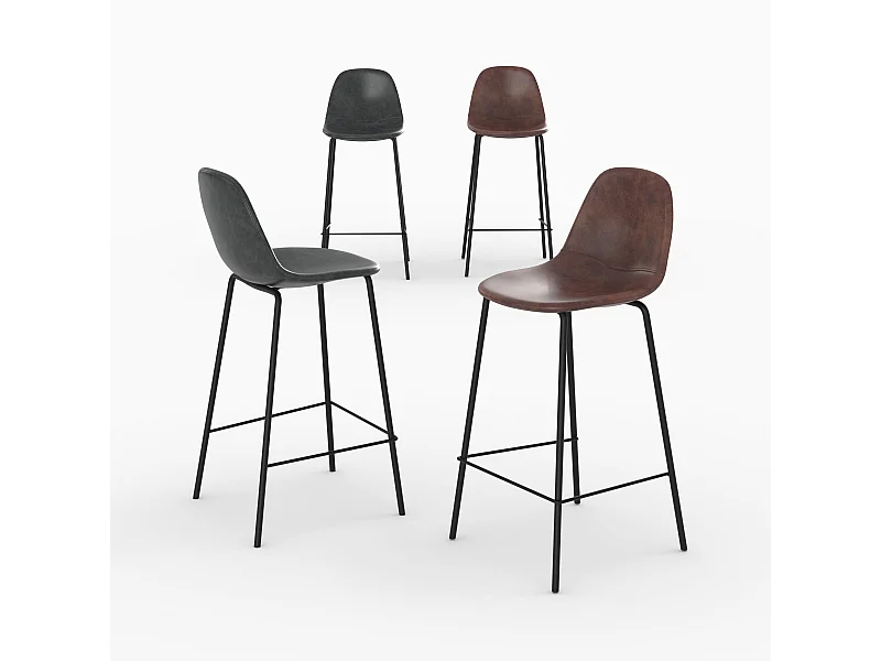 Pack de 4 sillas para isla central marrón y gris/negro 65 cm - Henrik