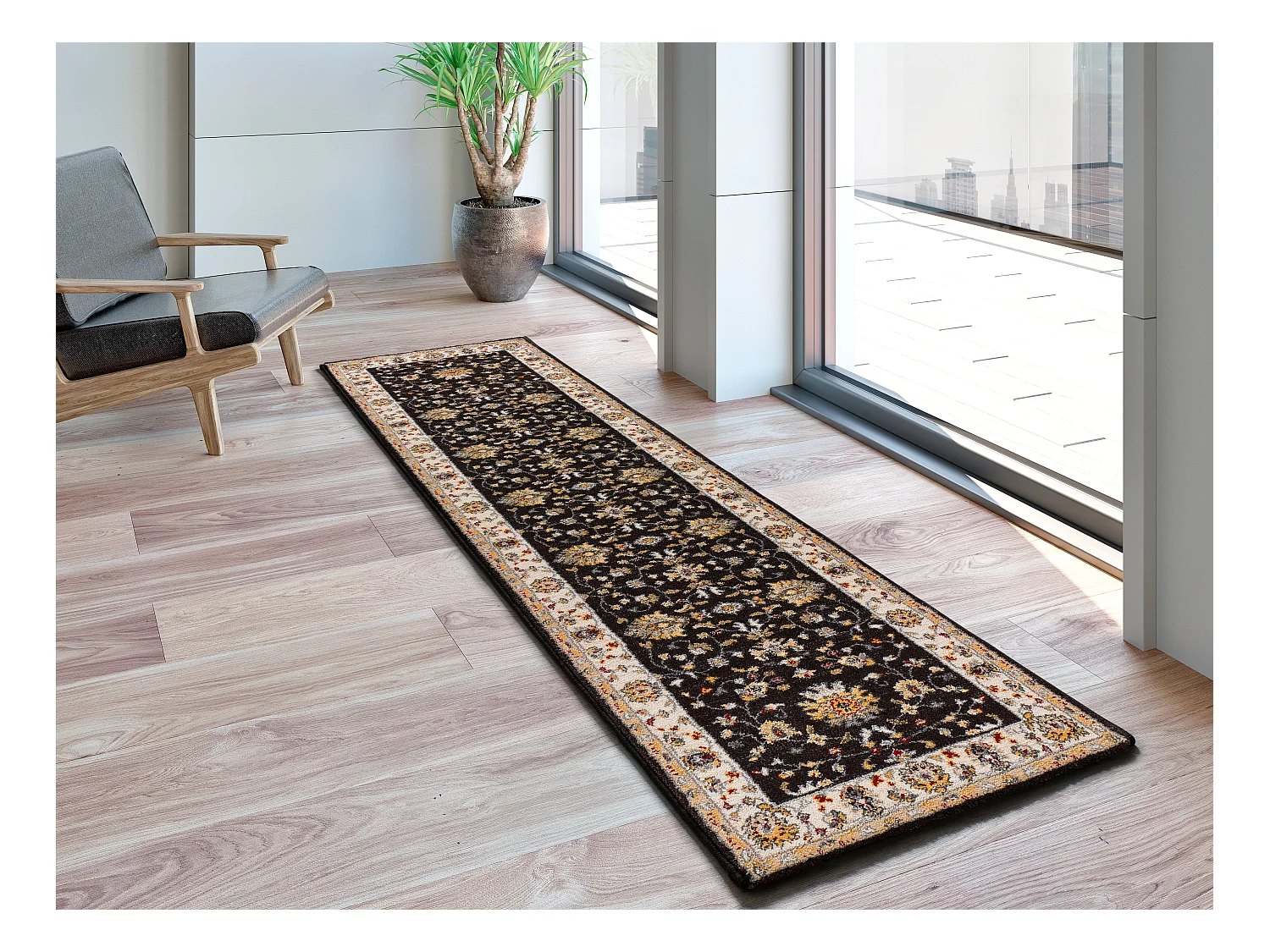 Kurzflorteppiche - klassisch - anthrazit - 67x250 cm - CLASSIC