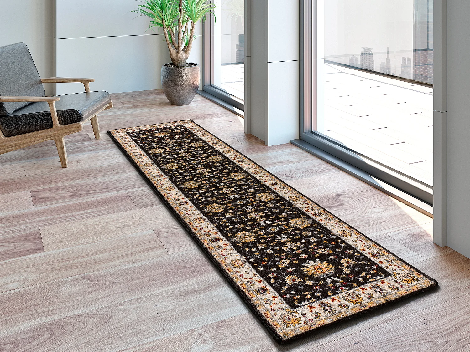 Tapis intérieur - classique - anthracite - 67 x 250 cm - CLASSIC