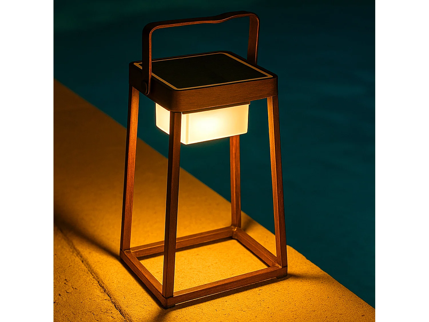 Lanterne design sans fil LED VERONA Marron Aluminium H30cm