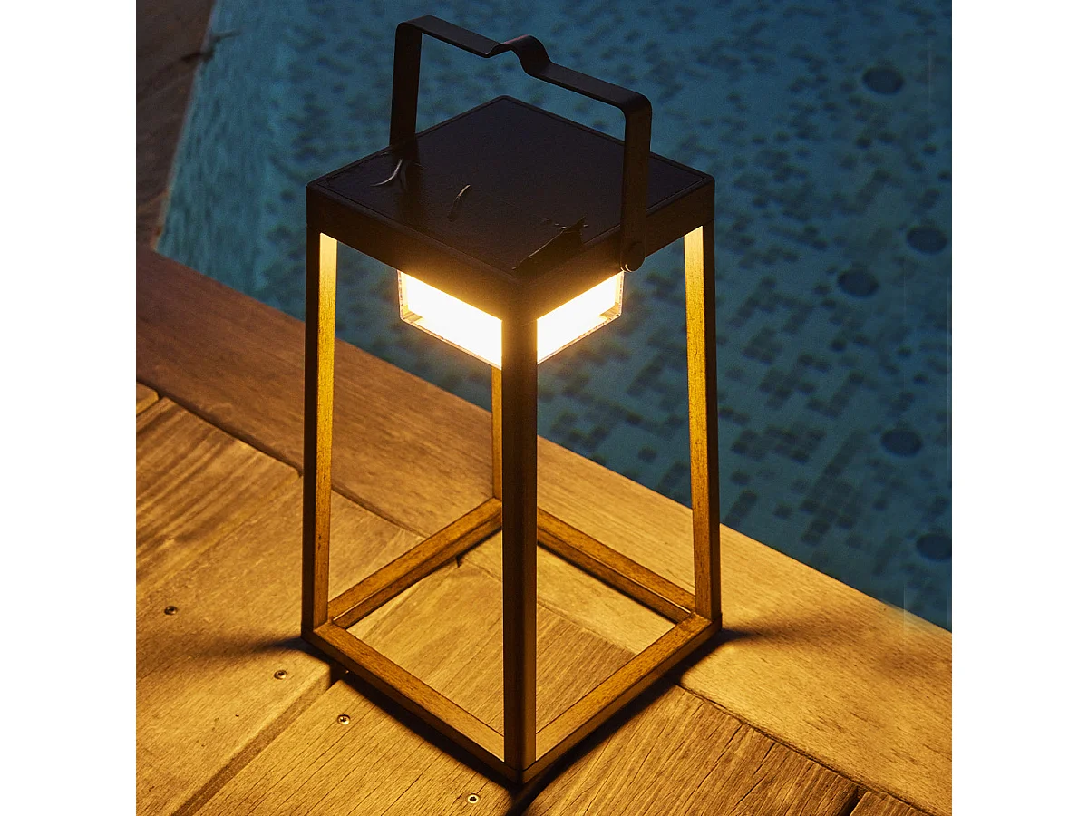 Lanterne solaire effet bois VERONA H30cm