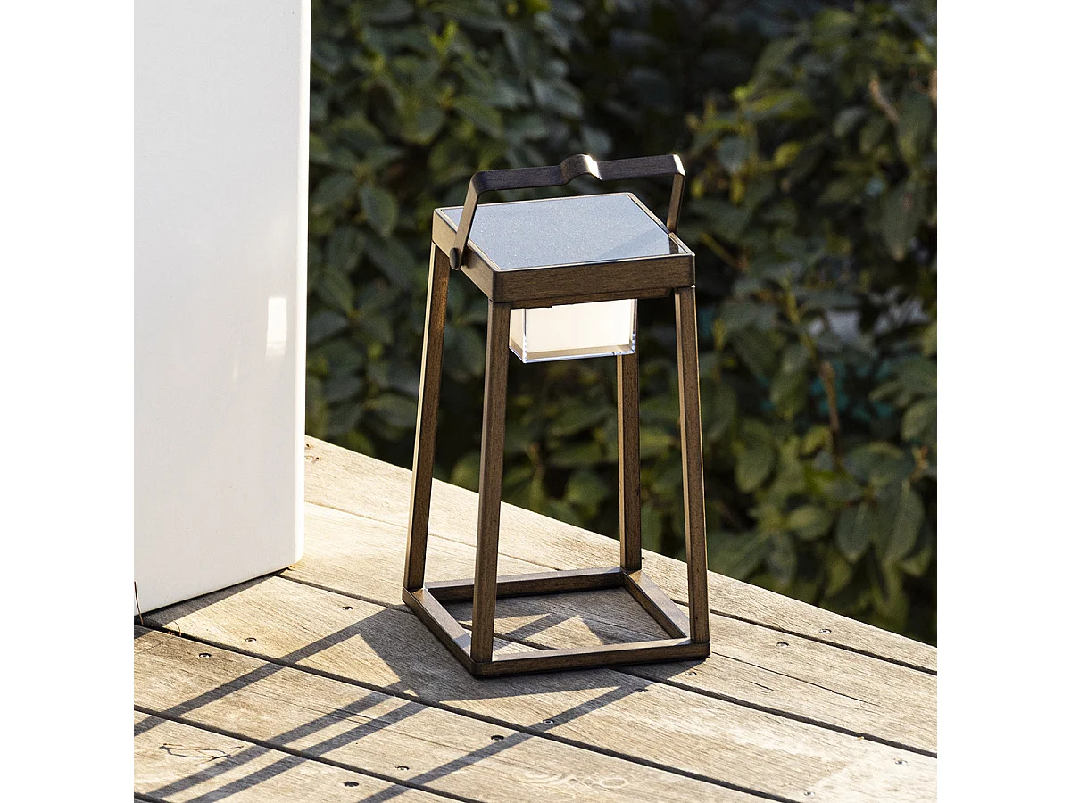 Lanterne solaire effet bois VERONA H30cm