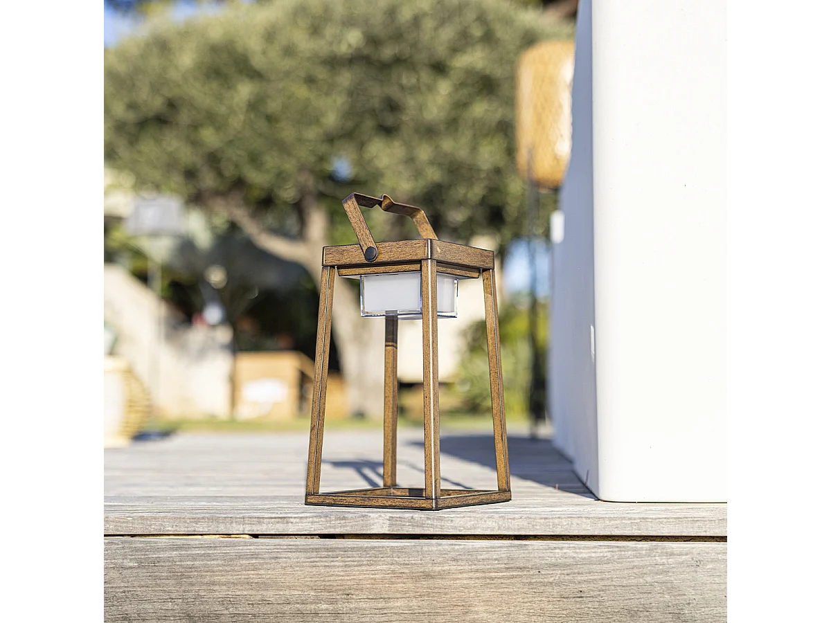 Lanterne solaire effet bois VERONA H30cm