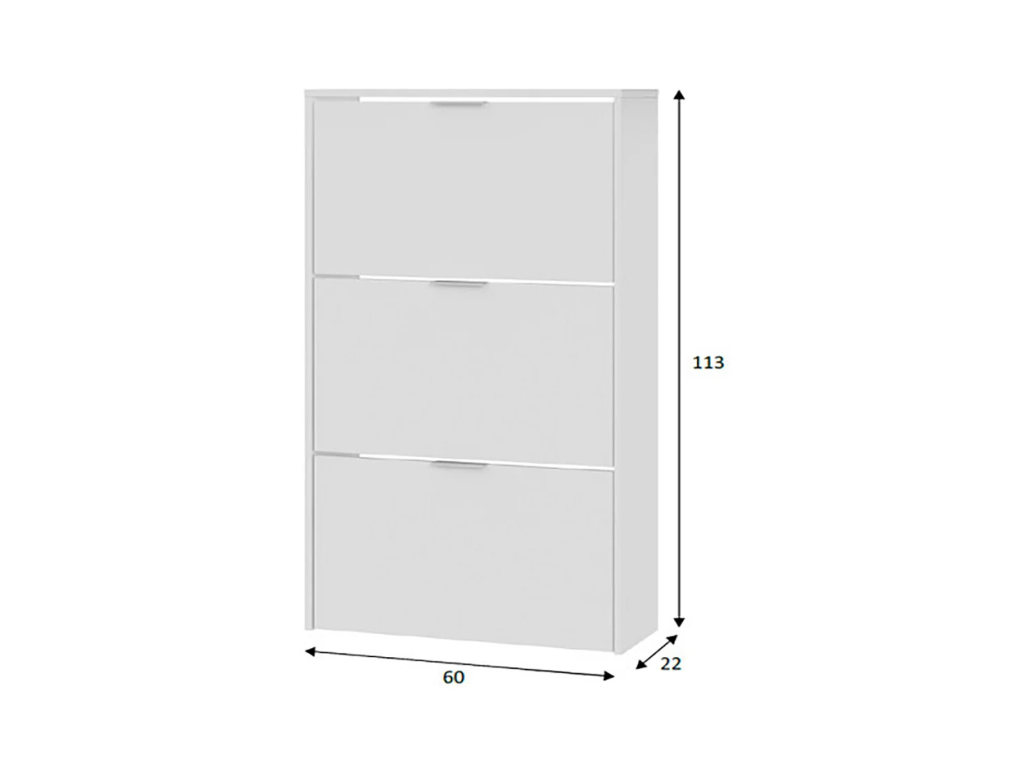 Mueble Zapatero de 3 Puertas con Gran Capacidad con Acabado en Color Blanco Brillo - Dim: 60 cm (Ancho) x 113 cm (Alto) x 22 cm (Fondo)