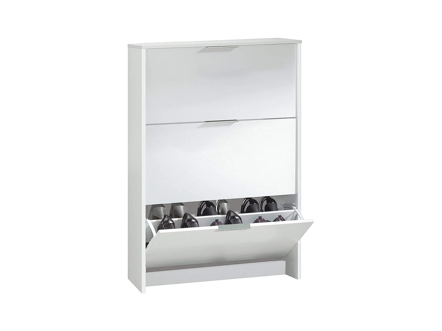 Mueble Zapatero de 3 Puertas con Gran Capacidad con Acabado en Color Blanco Brillo - Dim: 60 cm (Ancho) x 113 cm (Alto) x 22 cm (Fondo)