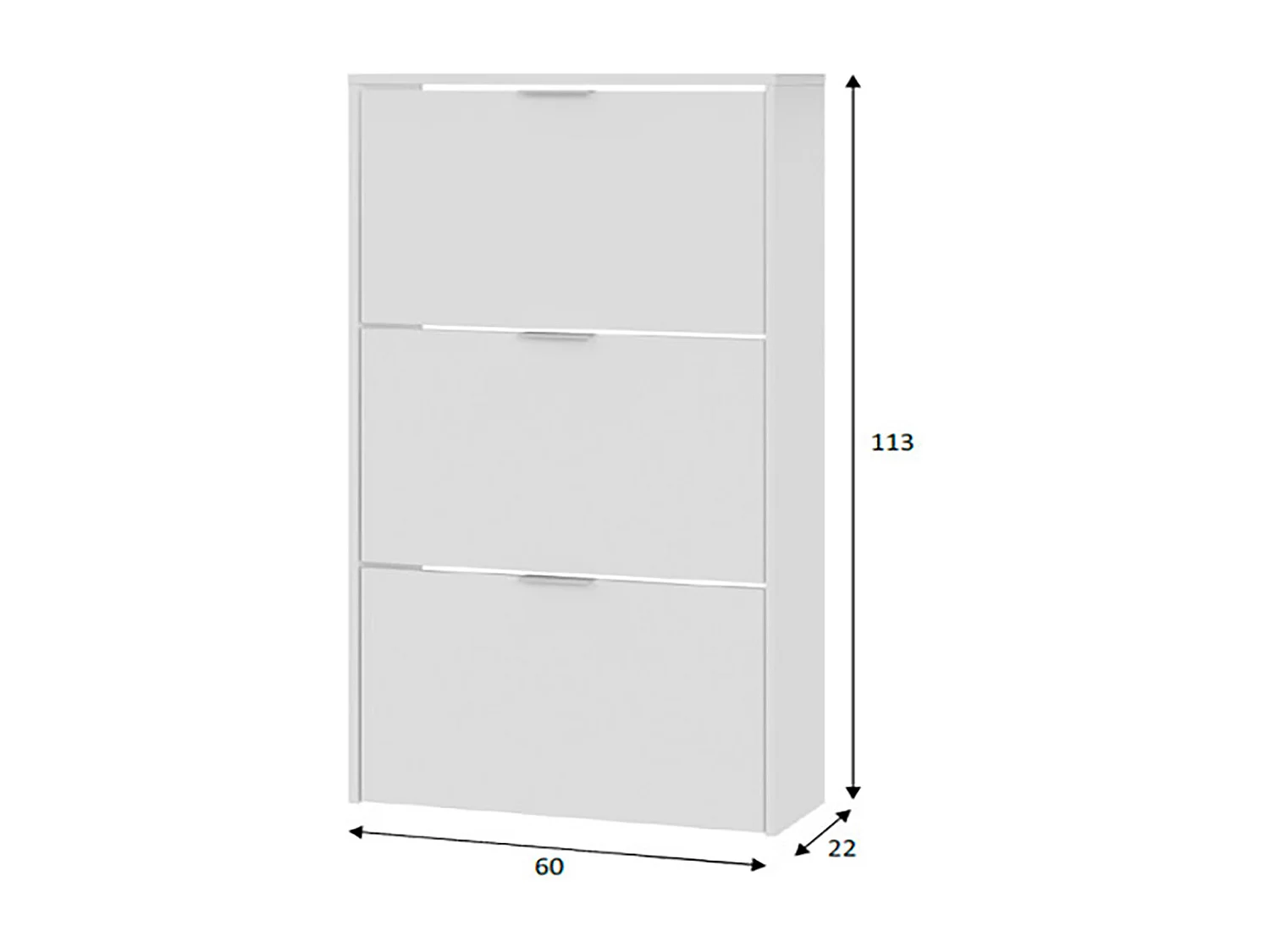 Mueble Zapatero de 3 Puertas con Gran Capacidad con Acabado en Color Blanco Brillo - Dim: 60 cm (Ancho) x 113 cm (Alto) x 22 cm (Fondo)