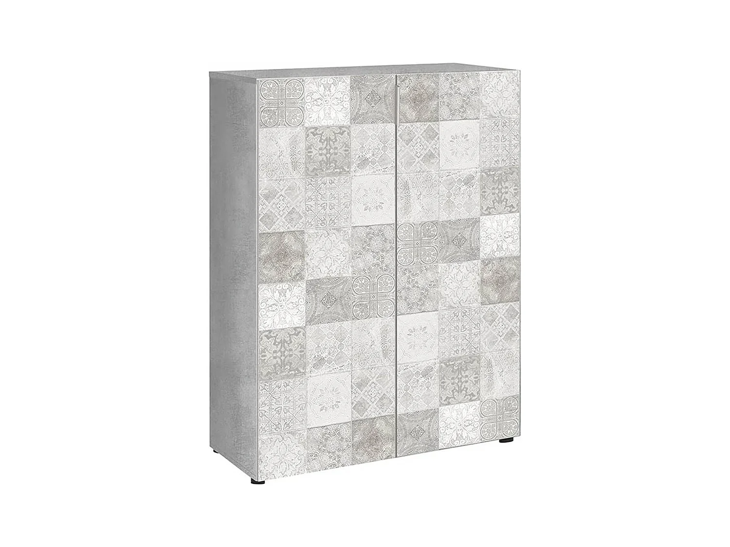 Mueble Zapatero con 6 Estantes de diseño Azulejos y Color imitación Cemento - Dim: 72 cm (Ancho) x 103 cm (Alto) x 36 cm (Fondo)