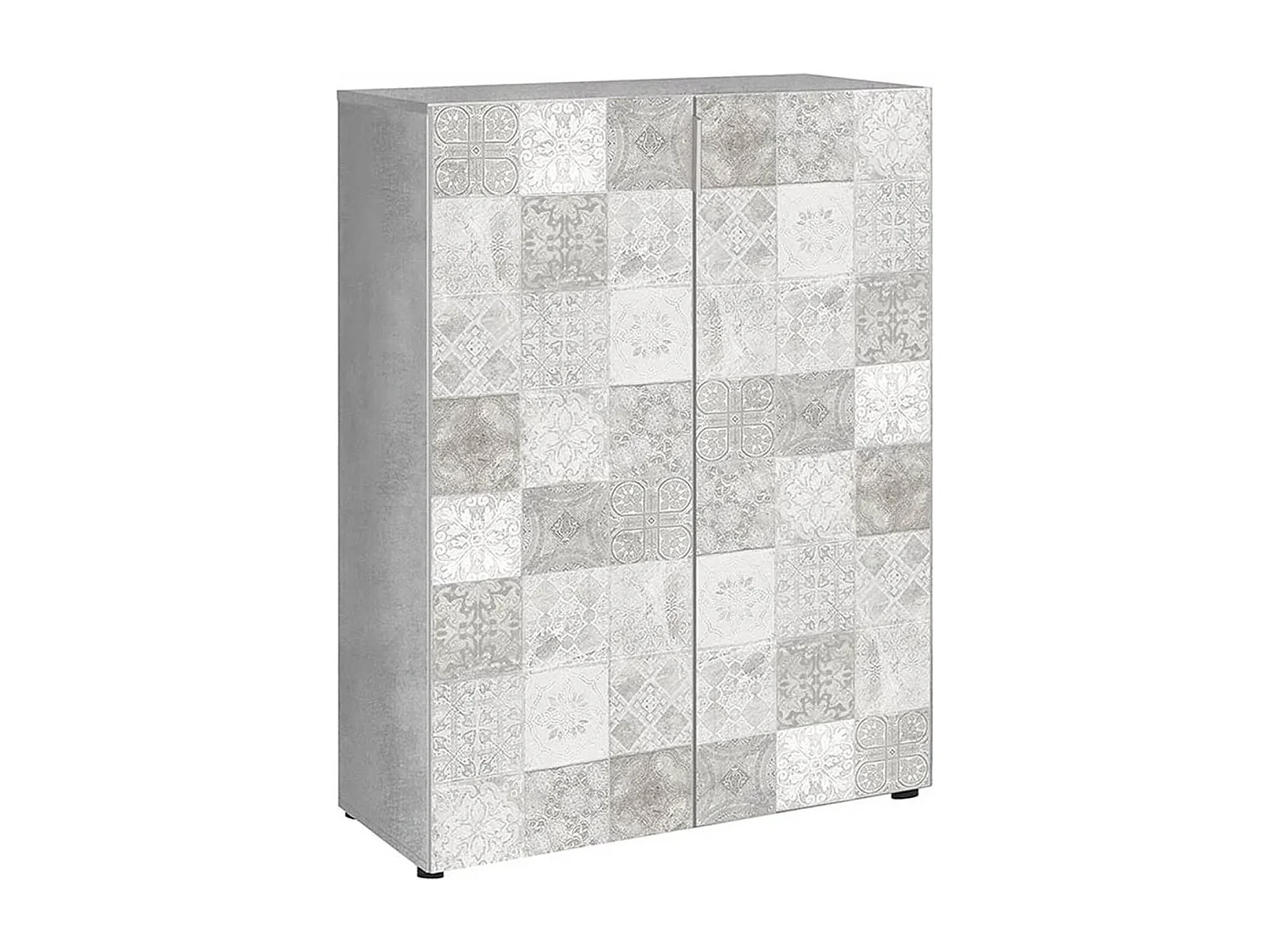 Mueble Zapatero con 6 Estantes de diseño Azulejos y Color imitación Cemento - Dim: 72 cm (Ancho) x 103 cm (Alto) x 36 cm (Fondo)