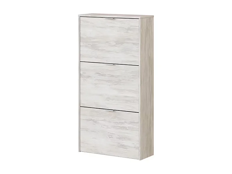 Mueble Zapatero 3 Puertas con Gran Capacidad con Acabado en Color Roble Gris Blanqueado - Dim: 60 cm (Ancho) x 113 cm (Alto) x 22 cm (Fondo)