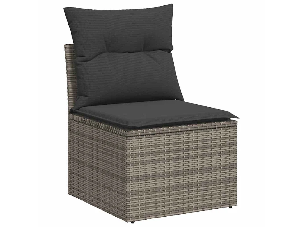 Set Divano da Giardino 9pz con Cuscini Grigio Polyrattan Acacia