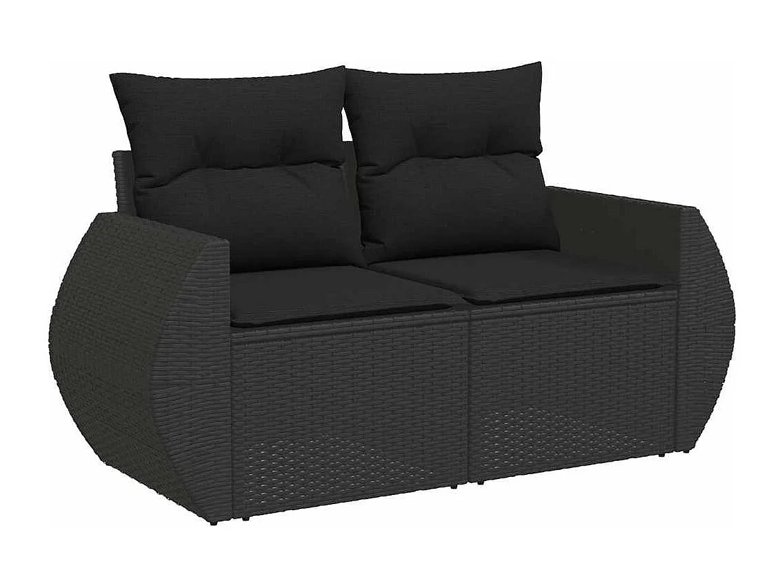 Set Divano da Giardino 6 pz con Cuscini Nero in Polyrattan