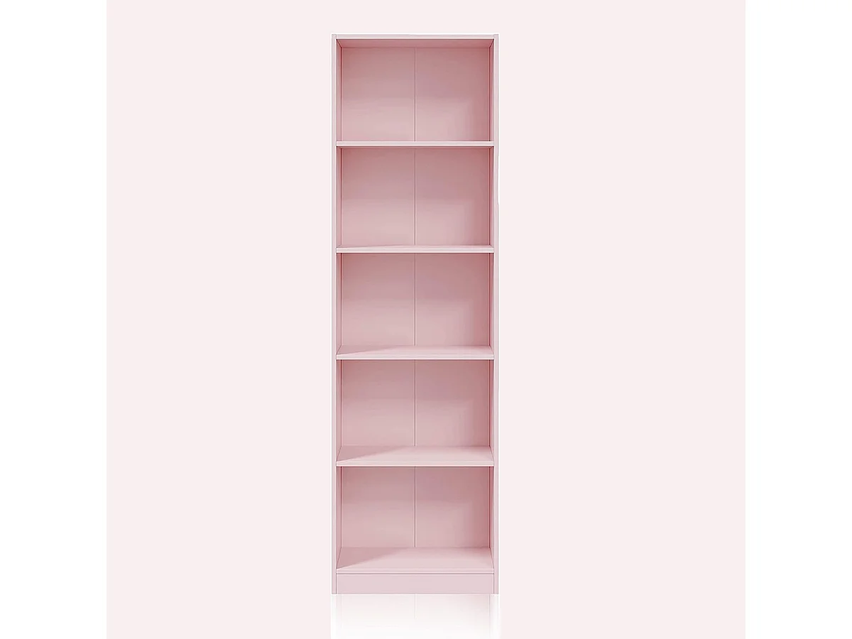 Librería Biblioteca con 5 Estantes Color Rosado - Dim : A 180 x L 52 x P 25 cm