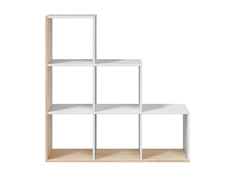 Librería Biblioteca Escalera cúbica Color Roble candiene/Blanco ártico - Altura 110 x Longitud 108 x Profundidad 28 cm