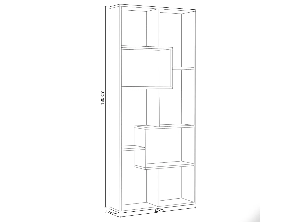 Librería Biblioteca Multiposiciones Horizontal y Vertical Blanco ártico/Efecto Industrial Envejecido - 180 x 80 x 25 cm