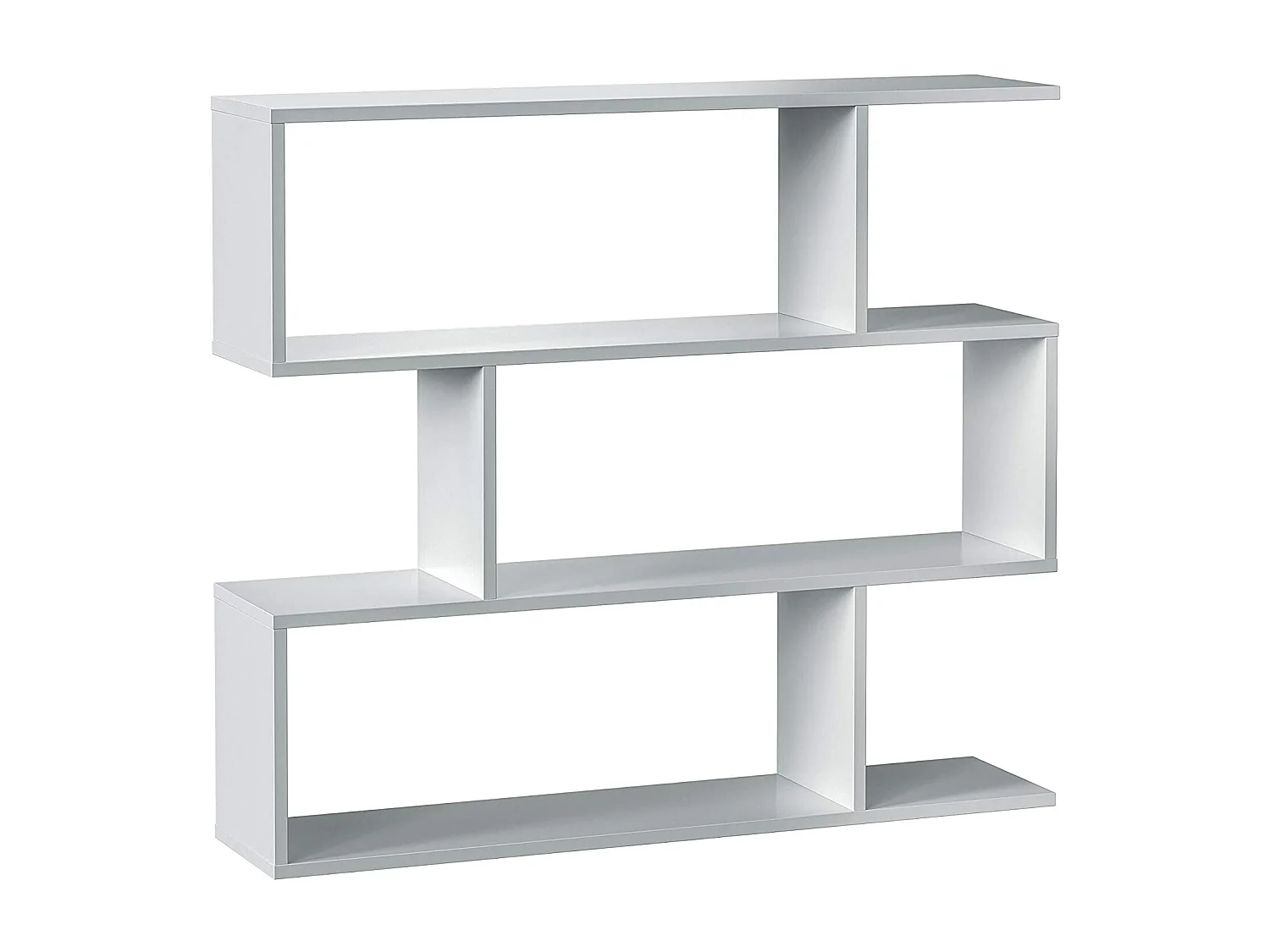 Estantería Librería Separador Ambientes en Melamina con Acabado en Color Blanco Brillo - Dim: 110 cm (Ancho) x 97 cm (Alto) x 25 cm (Fondo)