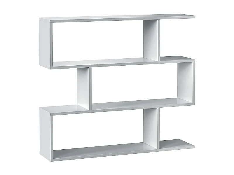 Estantería Librería Separador Ambientes en Melamina con Acabado en Color Blanco Brillo - Dim: 110 cm (Ancho) x 97 cm (Alto) x 25 cm (Fondo)