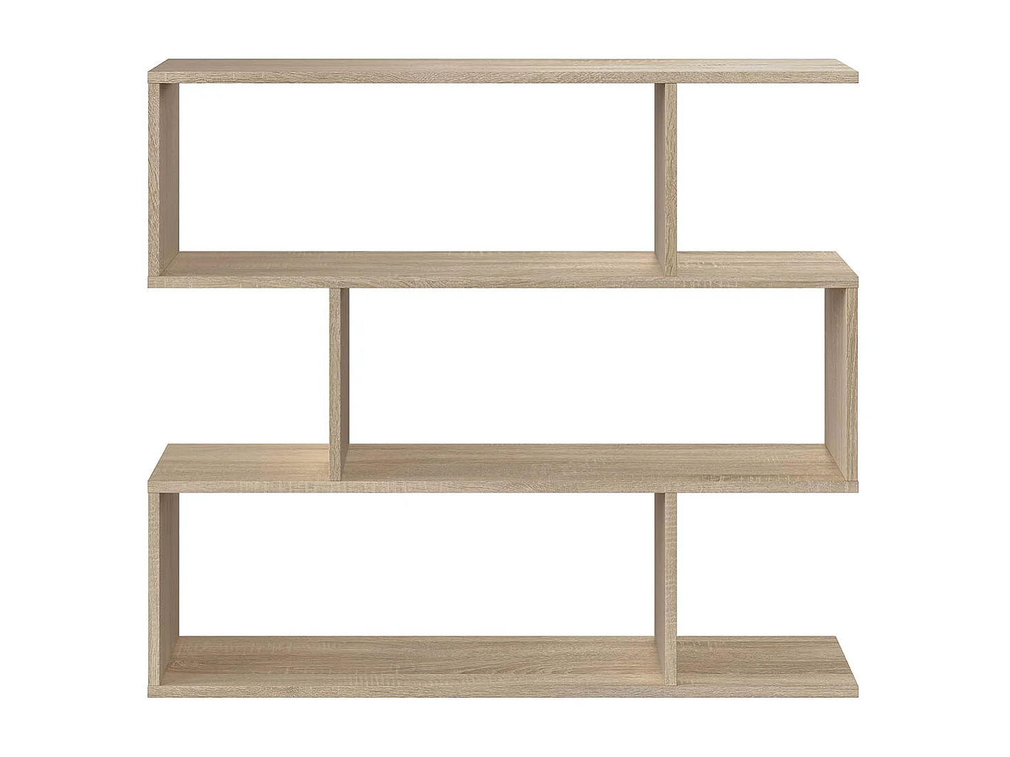 Biblioteca, Estante bajo 3 Niveles de Madera melamina Roble - Longitud 110 x Profundidad 24 x Altura 97 cm