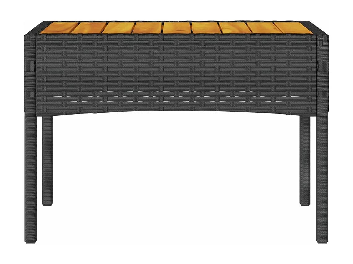 Gartenbank 2-Sitzer mit Kissen und Tisch Schwarz Poly Rattan