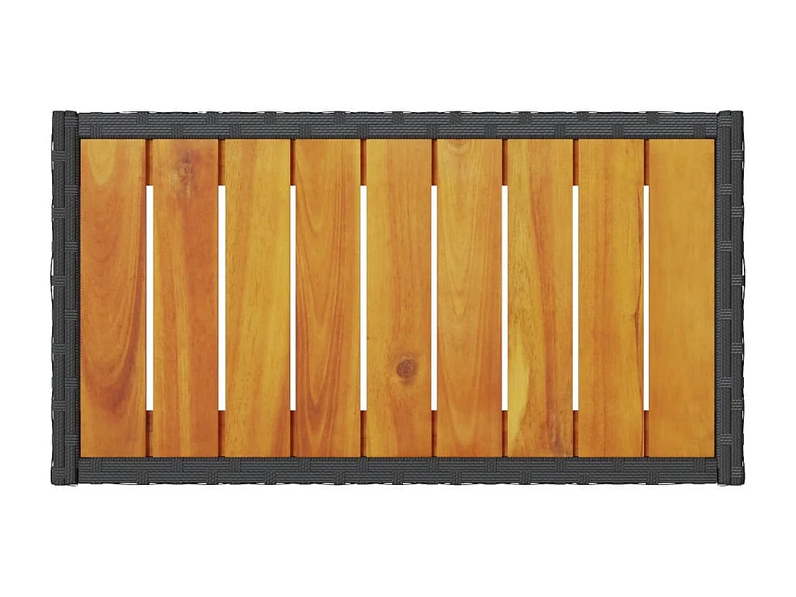 Gartenbank 2-Sitzer mit Kissen und Tisch Schwarz Poly Rattan