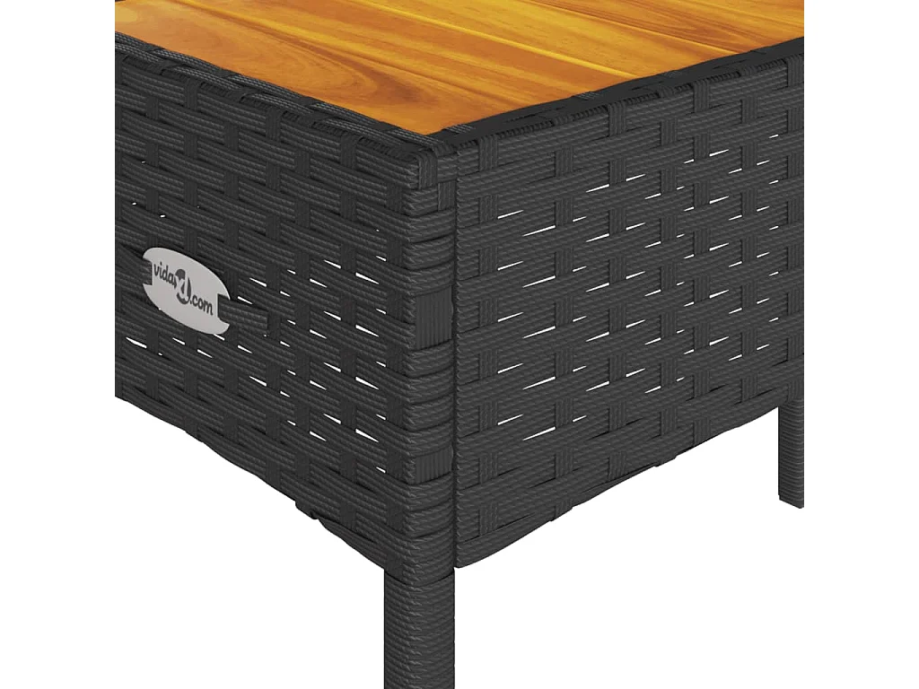 Gartenbank 2-Sitzer mit Kissen und Tisch Schwarz Poly Rattan