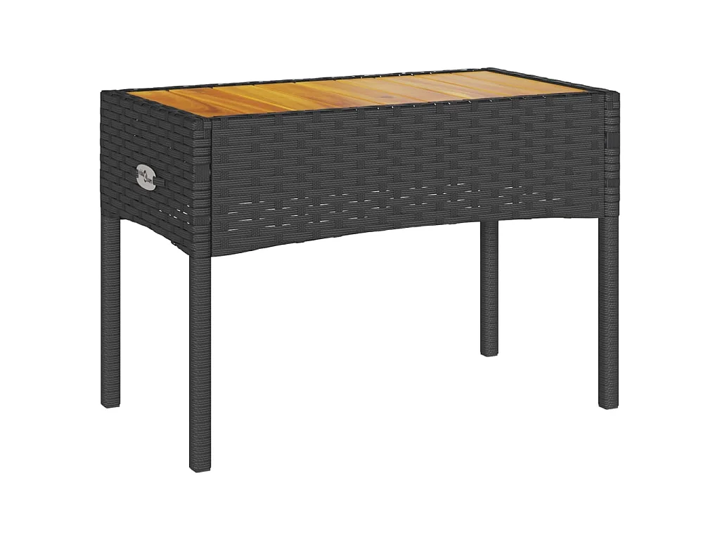 Banc de jardin 2 places avec coussins/table noir résine tressée