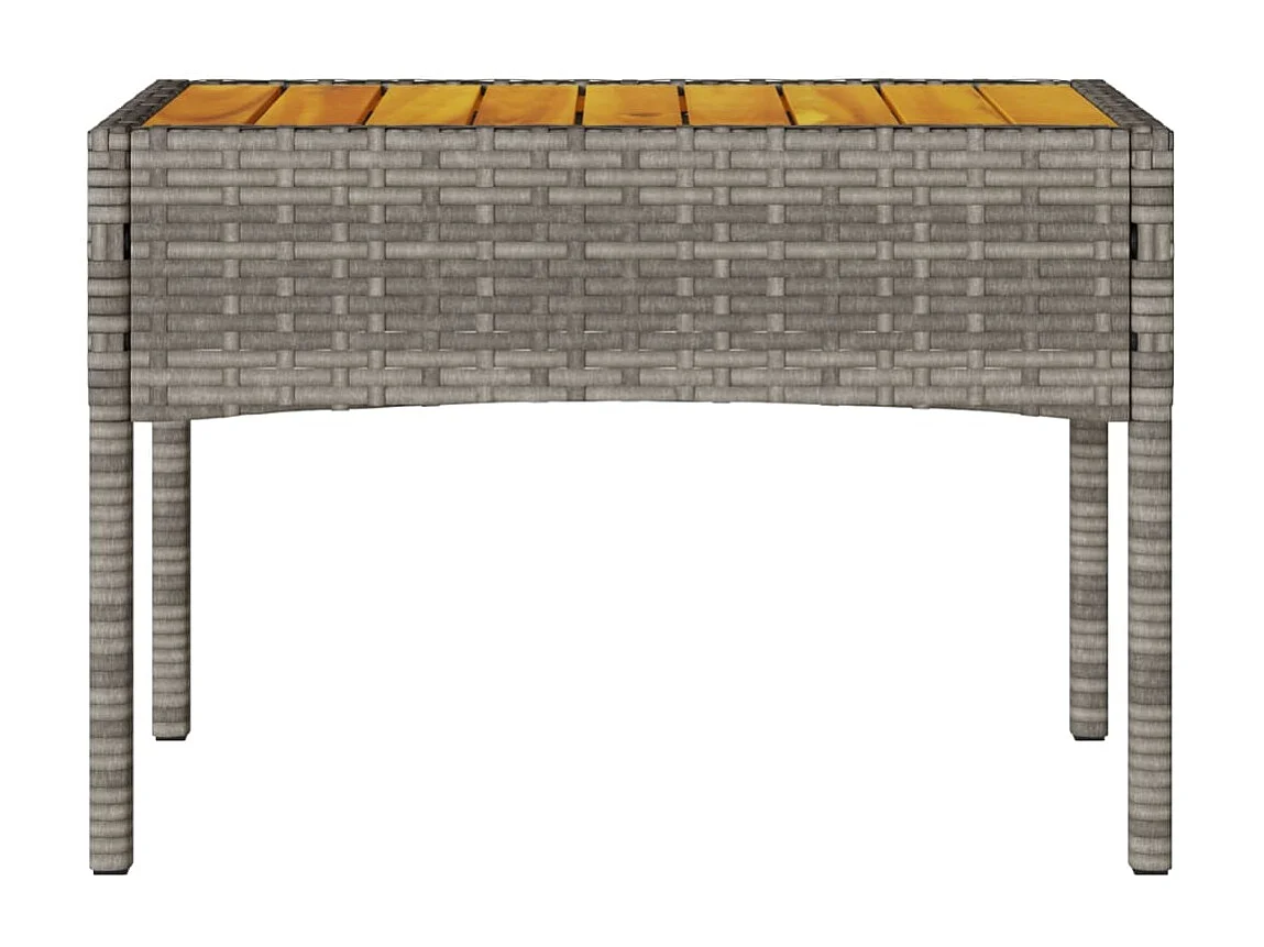 Panca da Giardino a 2 Posti Cuscini e Tavolo Grigia Polyrattan