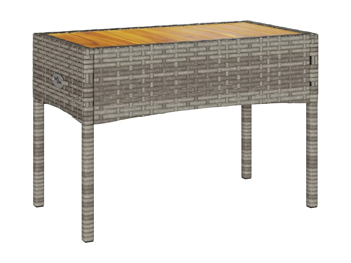 Gartenbank 2-Sitzer mit Kissen und Tisch Grau Poly Rattan