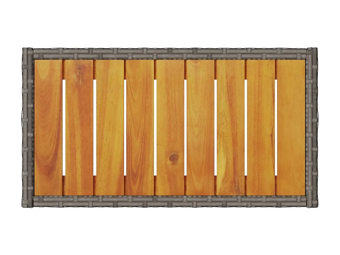 Gartenbank 2-Sitzer mit Kissen und Tisch Grau Poly Rattan