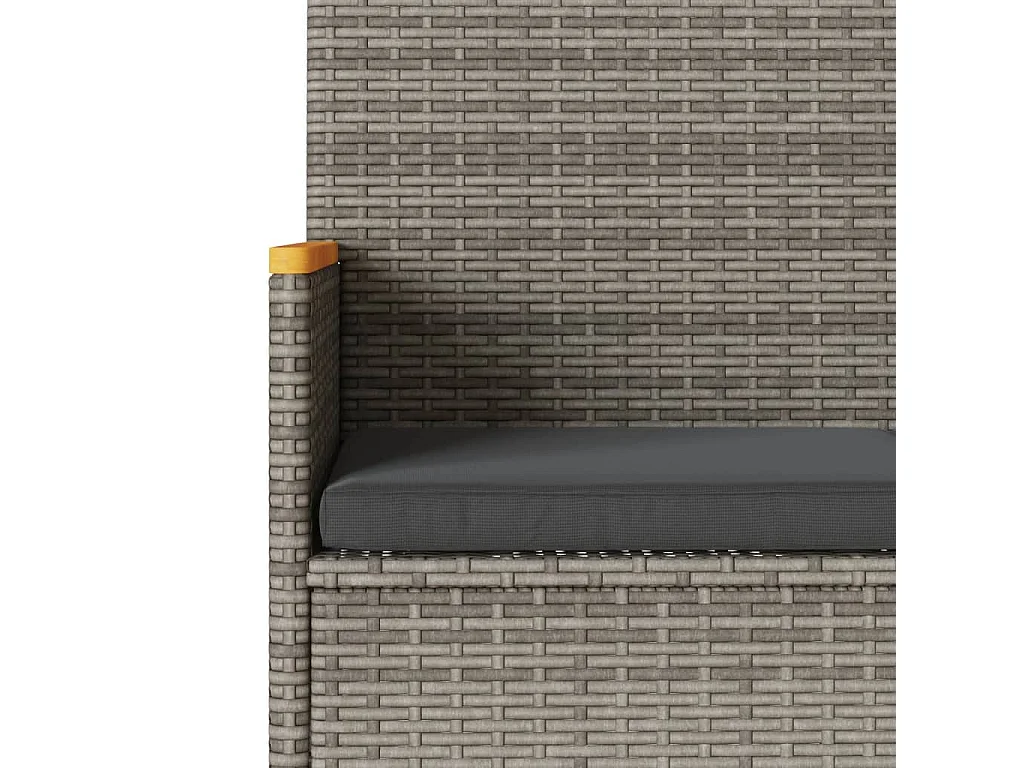 Gartenbank 2-Sitzer mit Kissen und Tisch Grau Poly Rattan