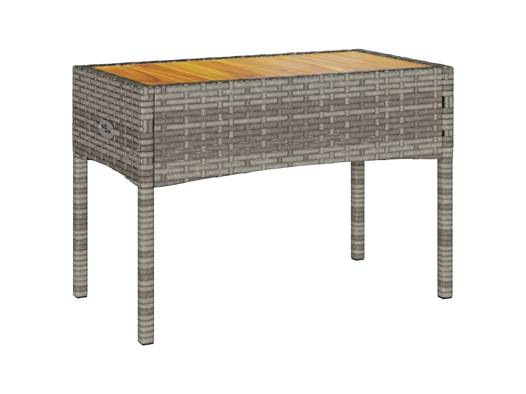 Gartenbank 2-Sitzer mit Kissen und Tisch Grau Poly Rattan