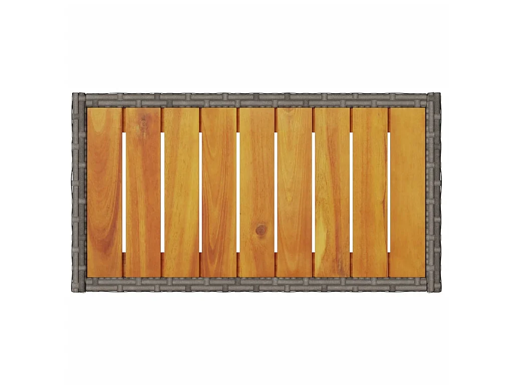 Gartenbank 2-Sitzer mit Kissen und Tisch Grau Poly Rattan
