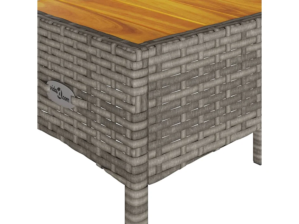 Gartenbank 2-Sitzer mit Kissen und Tisch Grau Poly Rattan