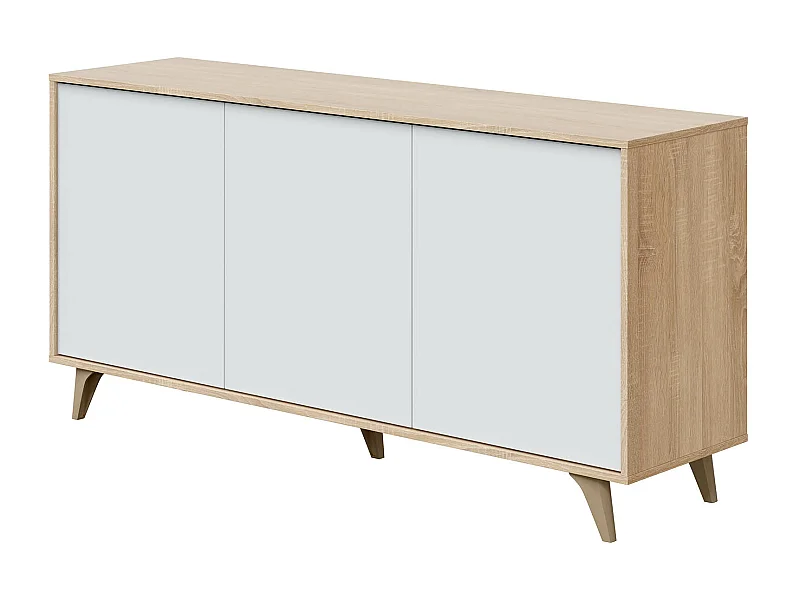 Aparador Buffet Mueble de Almacenamiento en melamina Color Roble Canadian y Blanco artik - Altura 75 x Longitud 154 cm x Profundidad 40 cm