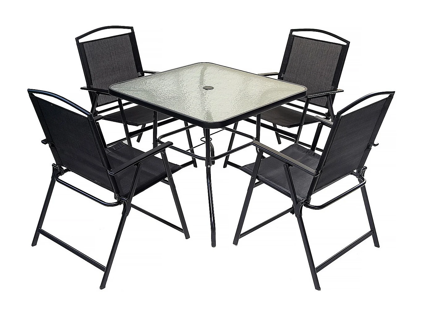 Salon de jardin repas en métal "Maude" - 4 places -  Noir