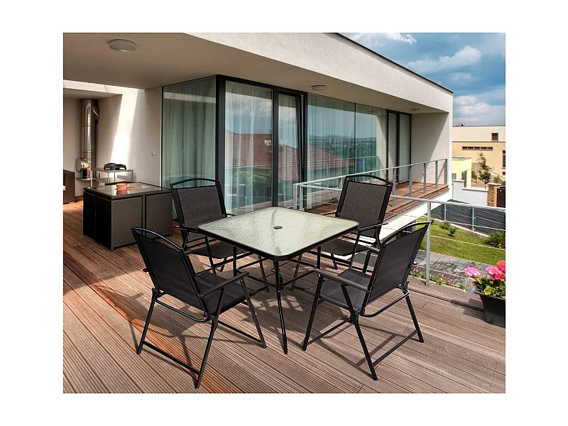 Salon de jardin repas en métal "Maude" - 4 places -  Noir