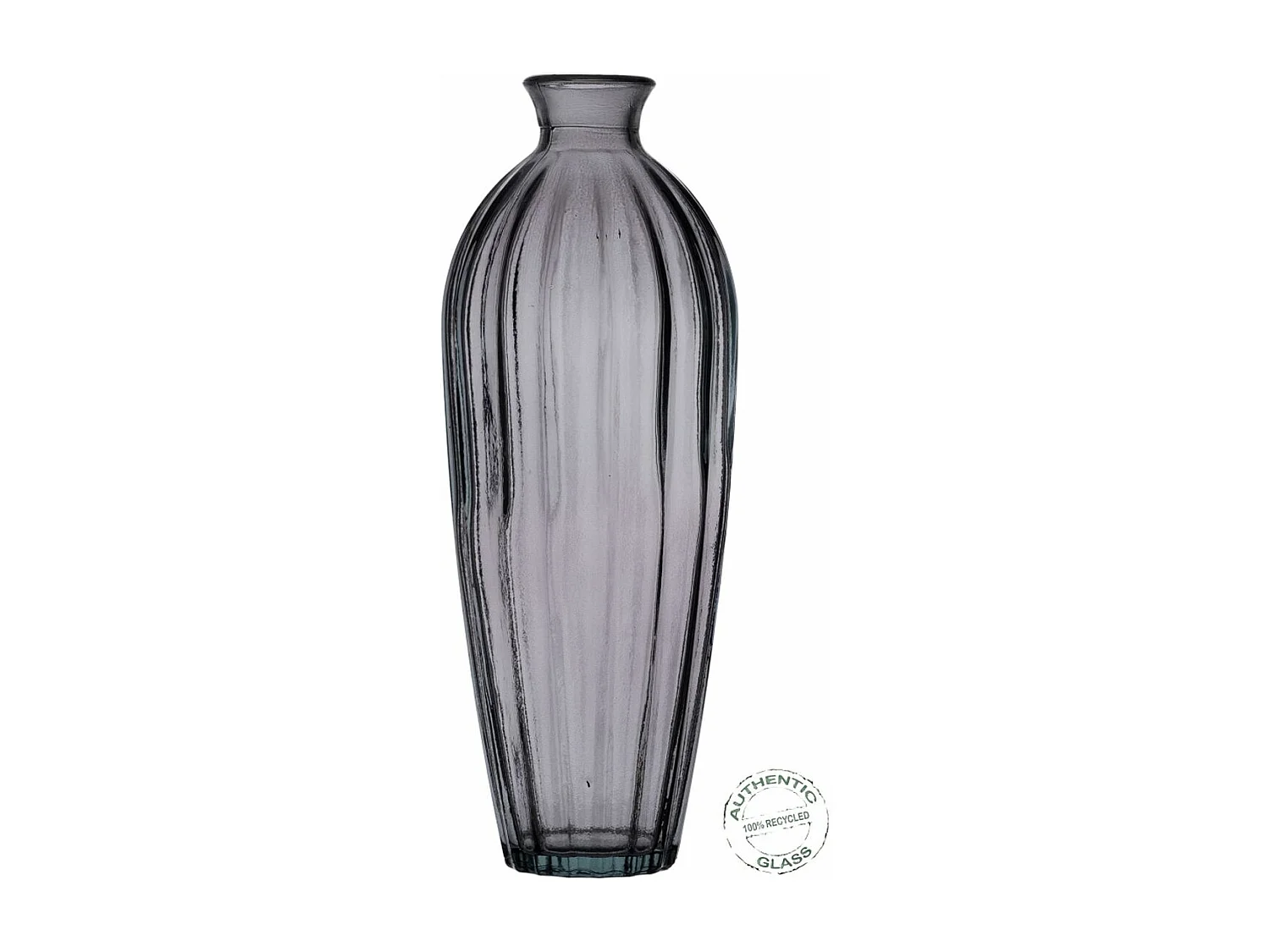 Jarrón Gris vidrio reciclado 12 x 12 x 29 cm
