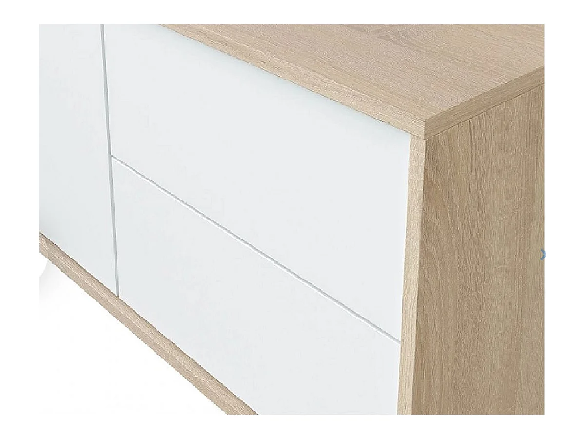Mueble de TV con 2 Puertas y 2 Cajones de Estilo Moderno con Acabado en Color Blanco Artik y Roble - Dim: 47 x 130 x 41 cm