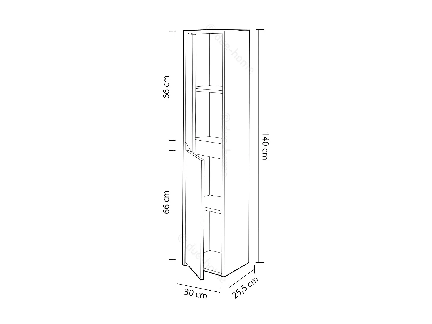 Columna de Baño o Aseo Suspendida con 2 Puertas Acabado en Color Nordik - Dim: 30 cm (Largo) x 140 cm (Alto) x 25,5 cm (Fondo)