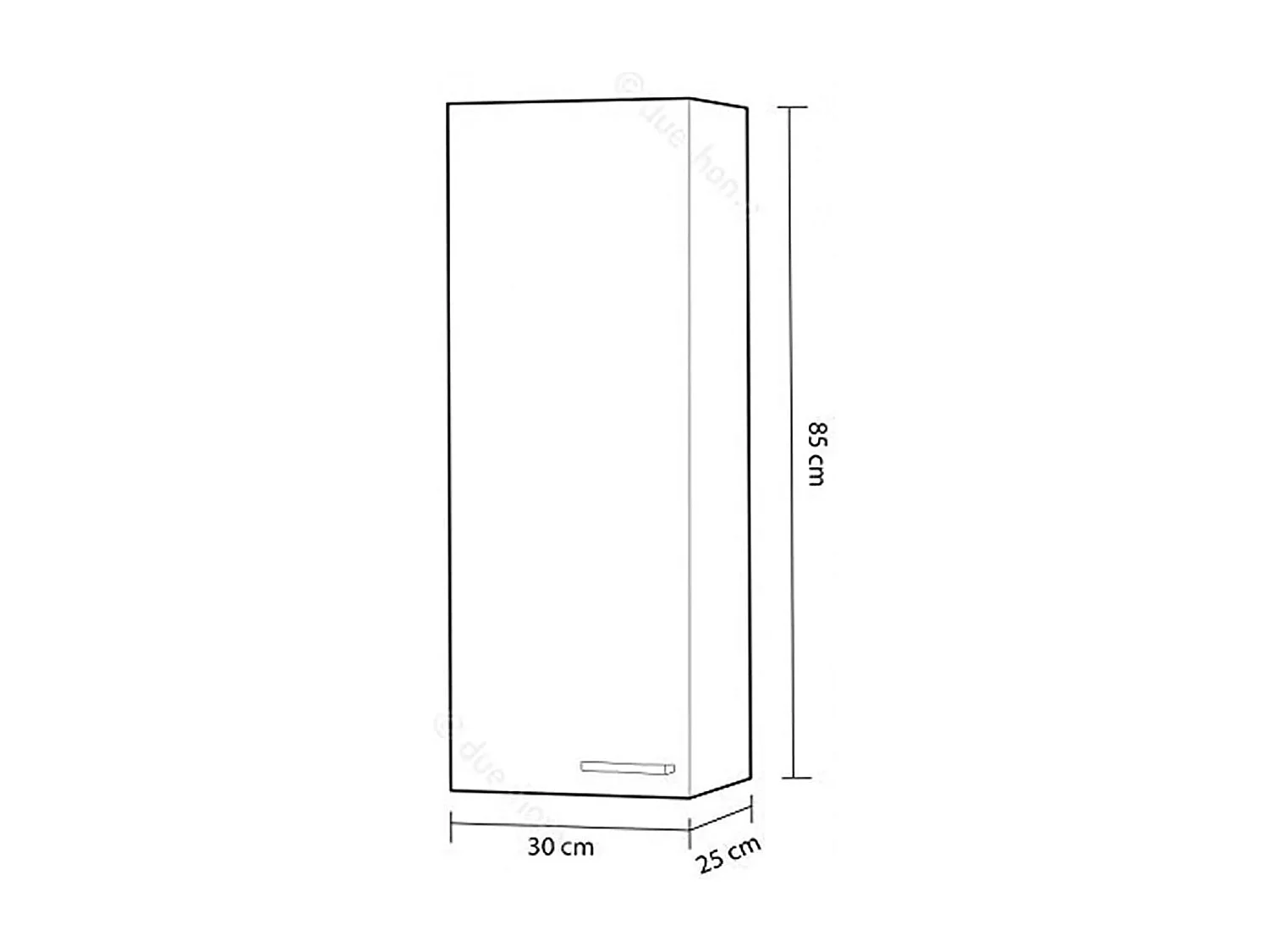 Columna de Baño Suspendida con Puerta, Acabado en Color Blanco Brillo - Dim: 30 cm (Ancho) x 85 cm (Alto) x 25 cm (Fondo)