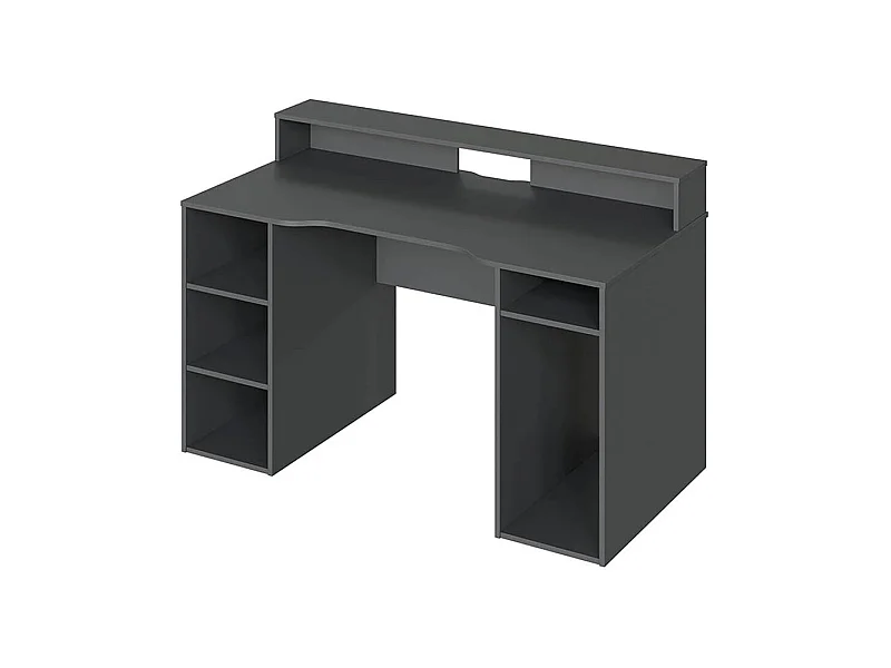 Mesa de Ordenador, estación e-Gaming con Acabado en Gris Antracita - Dim: 136 x 67 x 73-88 cm