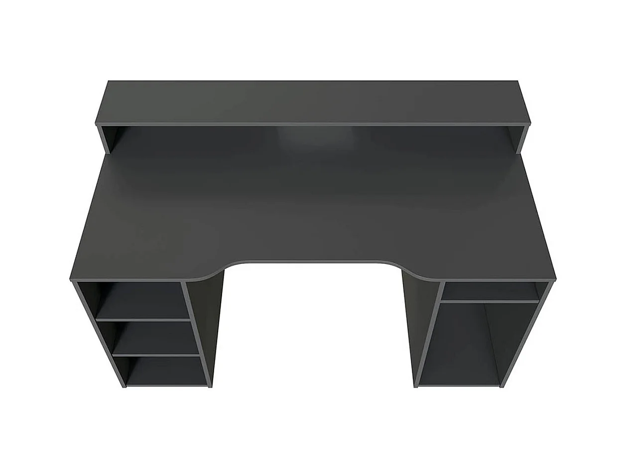 Mesa de Ordenador, estación e-Gaming con Acabado en Gris Antracita - Dim: 136 x 67 x 73-88 cm