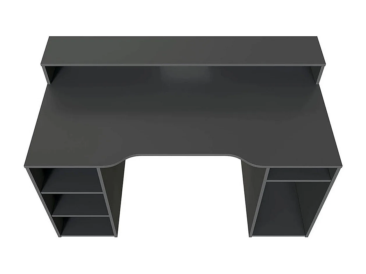 Mesa de Ordenador, estación e-Gaming con Acabado en Gris Antracita - Dim: 136 x 67 x 73-88 cm