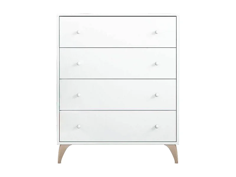 Comoda Dormitorio con 4 Cajones con Acabado en Color Blanco Artik - Dim: 77,5 cm (Ancho) x 95 cm (Alto) x 40 cm (Fondo)