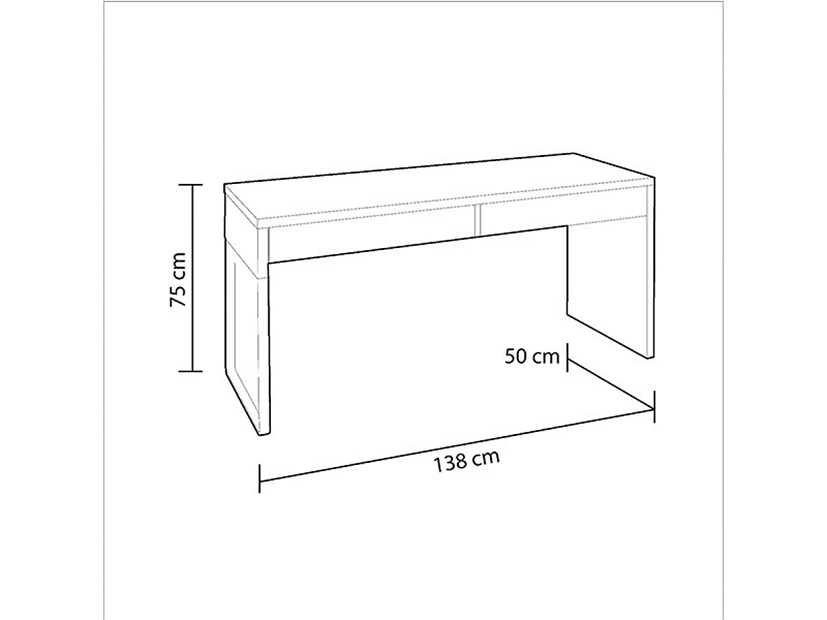 Mesa Despacho Reversible con 2 Cajones con Acabado en Blanco Artik - Dim: 138 x 50 x 75 cm
